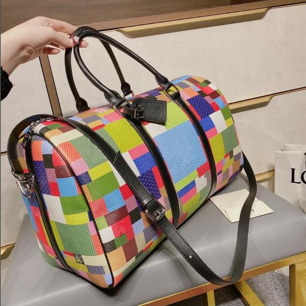 new style 45cm women men bags new fashion men women travel bag duffle bag leather luggage handbags large contrast color capacity 299i
new style 45cm women men bags new fashion men women travel bag duffle bag leather luggage handbags large contrast color capacity 299i