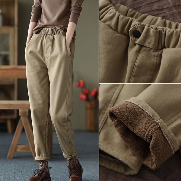 women's pants capris vintage warm thicken cargo pants women's winter autumn casual haren pant female retro elastic waist straight, Black;white
women's pants capris vintage warm thicken cargo pants women's winter autumn casual haren pant female retro elastic waist straight, Black;white