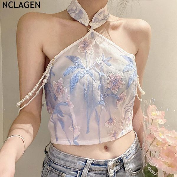 tanks nclagen elegant embroidery pearl beading backless halter tank women street fashion summer navel bare crop chic camis, Black;white
tanks nclagen elegant embroidery pearl beading backless halter tank women street fashion summer navel bare crop chic camis, Black;white