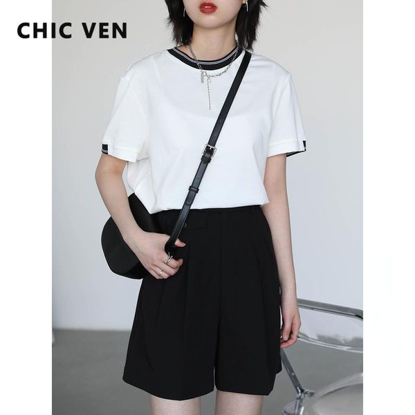 t-shirt chic ven korean fashion women's short sleeve tshirt college contrast rib crew neck women tees female summer 2022, White 
t-shirt chic ven korean fashion women's short sleeve tshirt college contrast rib crew neck women tees female summer 2022, White