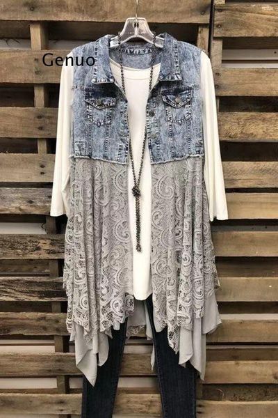 vests ladies jacket spring and summer allmatch denim vest lace hem stitching jean vest coat 2021 new women clothes, Black;white
vests ladies jacket spring and summer allmatch denim vest lace hem stitching jean vest coat 2021 new women clothes, Black;white