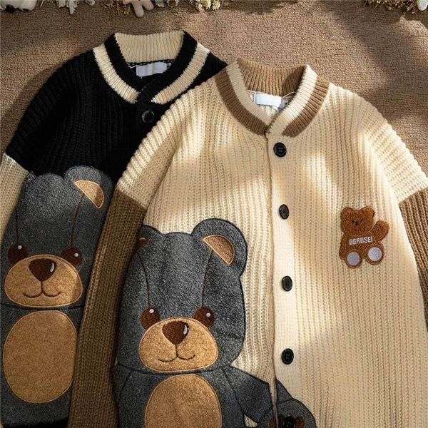 sweaters oversized cardigans women fashion embroidery sweater 2021 autumn winter kawaii bear warm knitted couples loose casual sweaters, White;black
sweaters oversized cardigans women fashion embroidery sweater 2021 autumn winter kawaii bear warm knitted couples loose casual sweaters, White;black