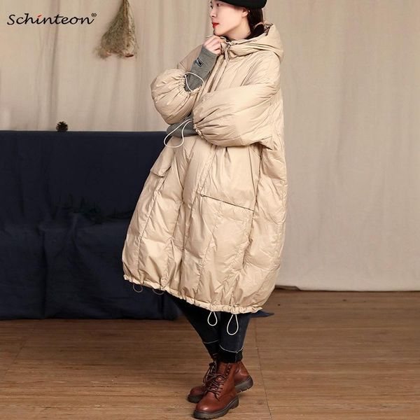 parkas schinteon women 90% white down long jacket loose over size hoodies coat with hood autumn winter three quarter sleeve outwear, Black
parkas schinteon women 90% white down long jacket loose over size hoodies coat with hood autumn winter three quarter sleeve outwear, Black