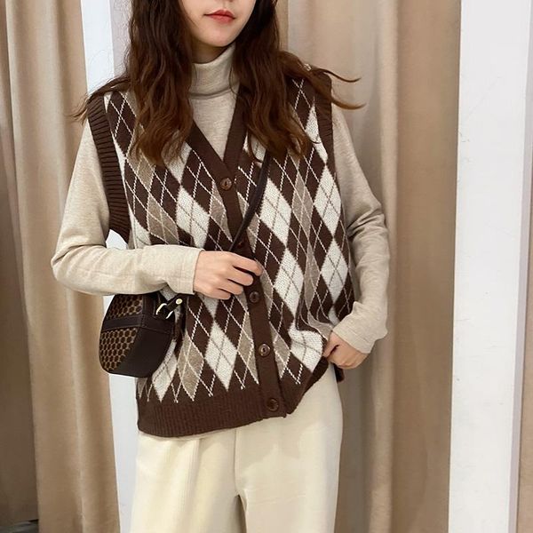 vests women korean sweater vest knitting pullovers sleeveless waistcoat vintage cardigan geometric argyle v neck female sweaters, Black;white
vests women korean sweater vest knitting pullovers sleeveless waistcoat vintage cardigan geometric argyle v neck female sweaters, Black;white
