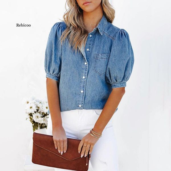 polos summer women's denim shirt fashion design puff sleeve elegant pockets turndown collar solid color denim 2022 trend, White
polos summer women's denim shirt fashion design puff sleeve elegant pockets turndown collar solid color denim 2022 trend, White