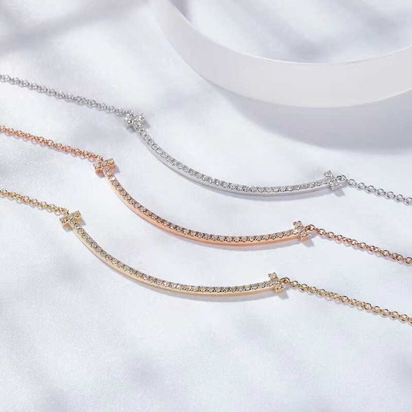 designer tiffay smile necklace high end silver face pendant light luxury clavicle chain plated with 18k gold full diamond band, Golden;silver
designer tiffay smile necklace high end silver face pendant light luxury clavicle chain plated with 18k gold full diamond band, Golden;silver