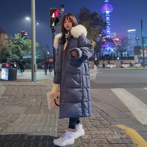 leather women blue warm down clothes korean fashion baggy big fur collar hooded coat casual medium and long puffer padded outwear winter, Black
leather women blue warm down clothes korean fashion baggy big fur collar hooded coat casual medium and long puffer padded outwear winter, Black