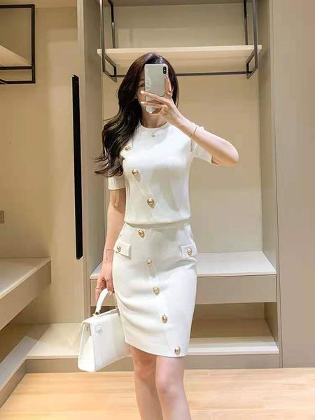 two piece dress summer gold button fashion runway knitted 2 piece set women short sleeve blouses mini pencil skirt suits 230421, White
two piece dress summer gold button fashion runway knitted 2 piece set women short sleeve blouses mini pencil skirt suits 230421, White