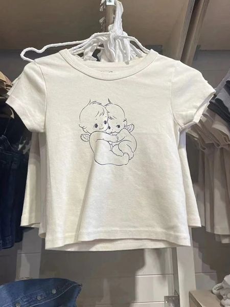 women s t shirt angel print slim crop women summer casual short sleeve o neck t shirts female vintage streetwear sweet baby tee y2k clothes, White
women s t shirt angel print slim crop women summer casual short sleeve o neck t shirts female vintage streetwear sweet baby tee y2k clothes, White