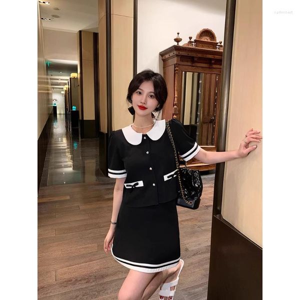 work dresses french style contrast color suit women's summer turn-down collar high waist skirt two-piece set fashion female clothes, White;black
work dresses french style contrast color suit women's summer turn-down collar high waist skirt two-piece set fashion female clothes, White;black
