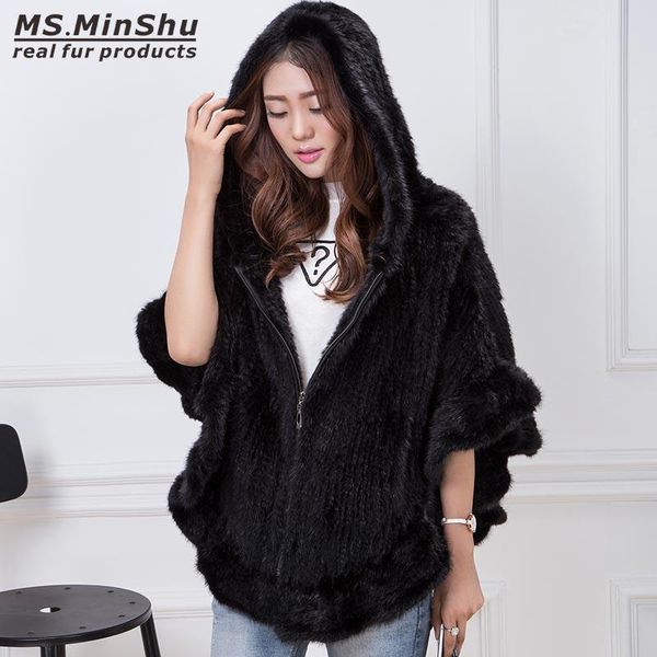 fur hand knitted mink fur poncho women real fur cape hooded coat zipper fashion lady's outwear genuine mink fur shawl ms.minshu, Black
fur hand knitted mink fur poncho women real fur cape hooded coat zipper fashion lady's outwear genuine mink fur shawl ms.minshu, Black