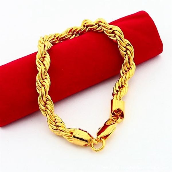 6mm thick rope bracelet chain 18k yellow gold filled classic mens bracelet trendy male jewelry present ed high-polished230y, Black
6mm thick rope bracelet chain 18k yellow gold filled classic mens bracelet trendy male jewelry present ed high-polished230y, Black