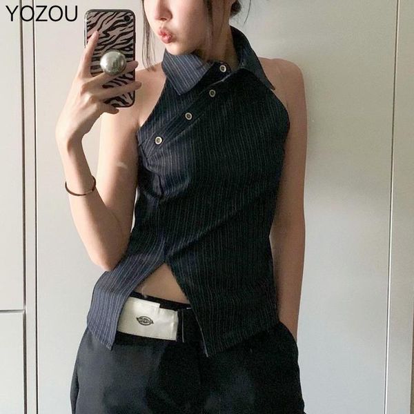 tanks yozou 2022 summer chic design halter sleeveless tank asymmetrical backless striped split y2k korean rave outfits women, Black;white
tanks yozou 2022 summer chic design halter sleeveless tank asymmetrical backless striped split y2k korean rave outfits women, Black;white