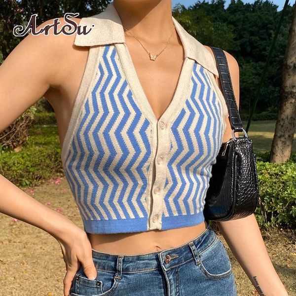 tanks artsu vintage striped knitted halter cropped aesthetics sleeveless singlebreasted vests y2k fashion blue 42318, Black;white
tanks artsu vintage striped knitted halter cropped aesthetics sleeveless singlebreasted vests y2k fashion blue 42318, Black;white