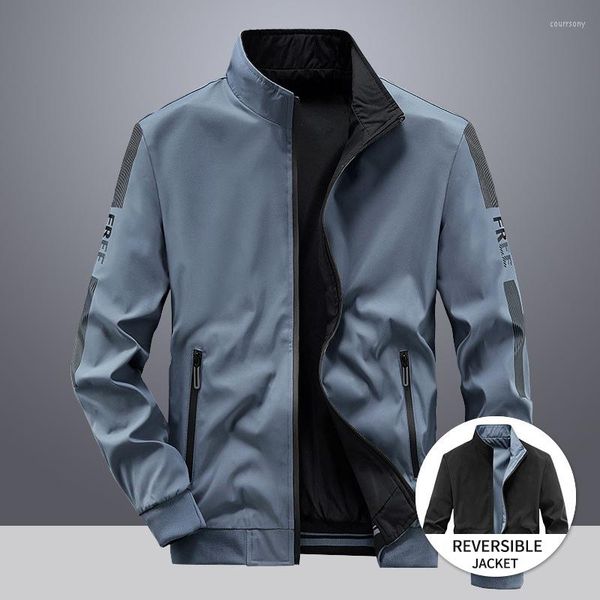 men's jackets reversible jacket trend polyester casual baseball uniform spring and autumn clothes male double sided zipper coats, Black;brown
men's jackets reversible jacket trend polyester casual baseball uniform spring and autumn clothes male double sided zipper coats, Black;brown