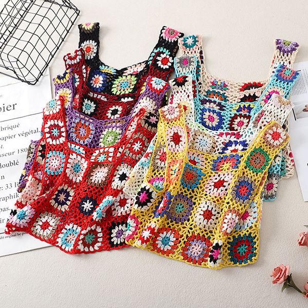 women's t-shirt y2k vintage summer sleeveless bohemia colorful camisol hand crochet embroidery openwork knit tank beachwear 230421, White
women's t-shirt y2k vintage summer sleeveless bohemia colorful camisol hand crochet embroidery openwork knit tank beachwear 230421, White