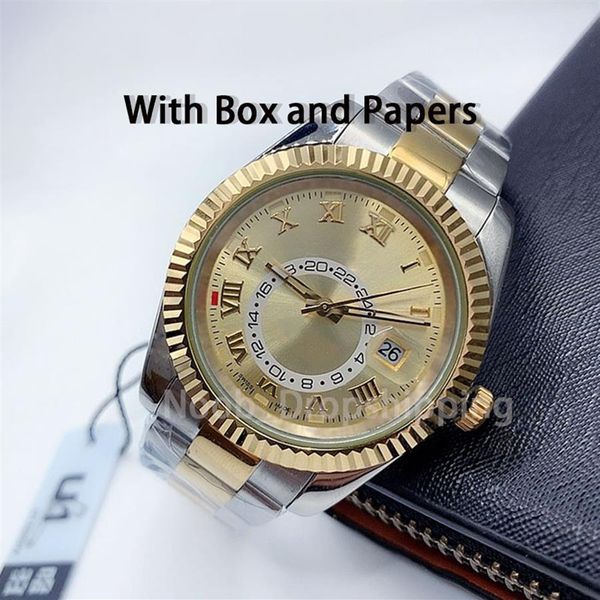 mens automatic mechanical watches 42 mm sky dwell watch full stainless steel luminous waterproof classic wristwatches montre de lu272p, Slivery;brown
mens automatic mechanical watches 42 mm sky dwell watch full stainless steel luminous waterproof classic wristwatches montre de lu272p, Slivery;brown