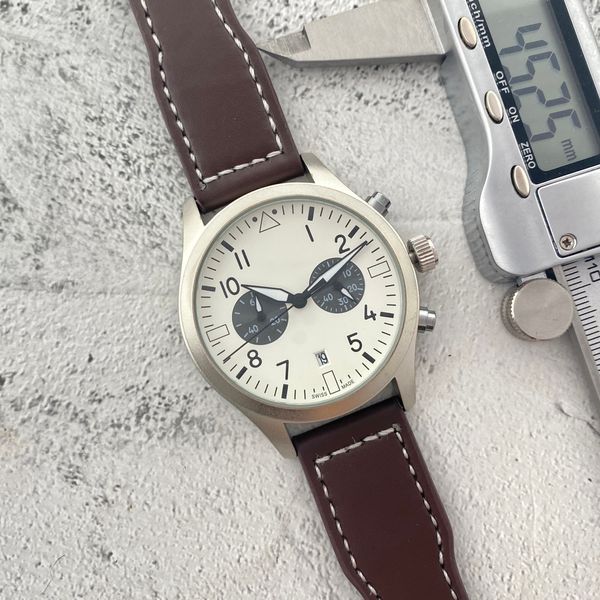 men watch quartz movement pilot watches for man small dial work chronograph satch leather strap luminous splash waterproof designer clock mo, Slivery;brown
men watch quartz movement pilot watches for man small dial work chronograph satch leather strap luminous splash waterproof designer clock mo, Slivery;brown