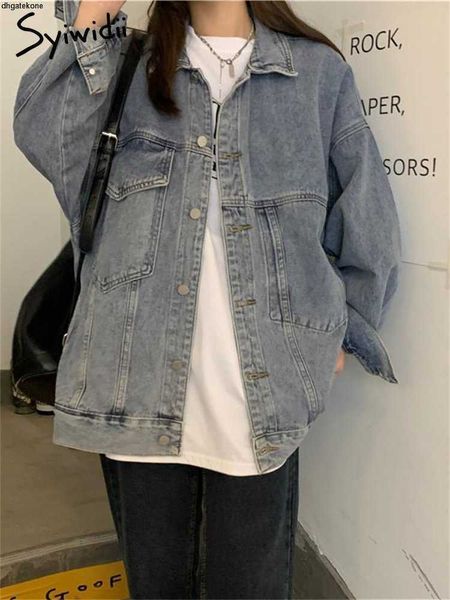 women's jackets syiwidii denim women spring 2023 korean fashion long sleeve turn down collar oversized coats vintage casual, Black;brown
women's jackets syiwidii denim women spring 2023 korean fashion long sleeve turn down collar oversized coats vintage casual, Black;brown