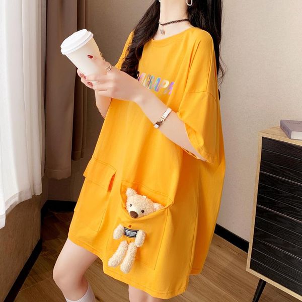 t-shirt women's new summer bear pocket design midlength laser printing shortsleeved tshirt oversized t shirt graphic tees women, White
t-shirt women's new summer bear pocket design midlength laser printing shortsleeved tshirt oversized t shirt graphic tees women, White