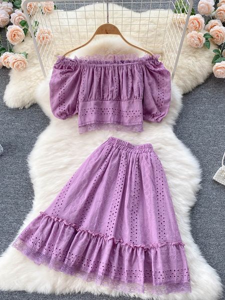 two piece dress women hollow out lace two piece set orange/purple/white slash neck puff sleeve high waist ruffle skirt beach suits 230421
two piece dress women hollow out lace two piece set orange/purple/white slash neck puff sleeve high waist ruffle skirt beach suits 230421