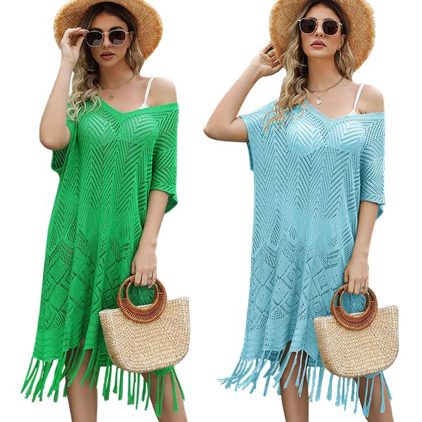 new women's bikini cover up dress plus size designer swimwear luxury solid color tassel hollow out knitwear loose woman beach dresses, White;black
new women's bikini cover up dress plus size designer swimwear luxury solid color tassel hollow out knitwear loose woman beach dresses, White;black