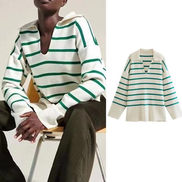 polos new za sweet lapel longsleeved striped soft women sweater early autumn fashion casual loose high street style top, White
polos new za sweet lapel longsleeved striped soft women sweater early autumn fashion casual loose high street style top, White