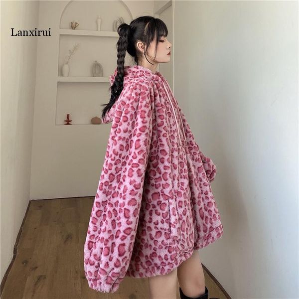 leather harajuku warm winter womens pink leopard printed coat streetwear girls velvet fleece loose thicken female outwear coat, Black
leather harajuku warm winter womens pink leopard printed coat streetwear girls velvet fleece loose thicken female outwear coat, Black