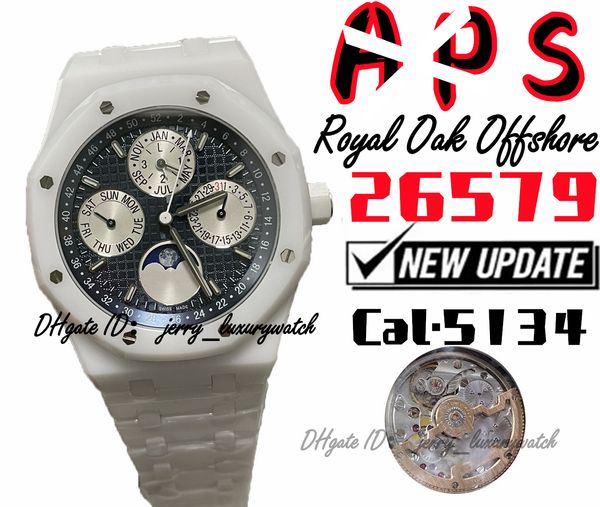 aps luxury men's watch 26579 white ceramic, perpetual calendar, date, week, month, moon phase, diameter 41*10.5mm, cal5134 automatic ch, Slivery;brown
aps luxury men's watch 26579 white ceramic, perpetual calendar, date, week, month, moon phase, diameter 41*10.5mm, cal5134 automatic ch, Slivery;brown