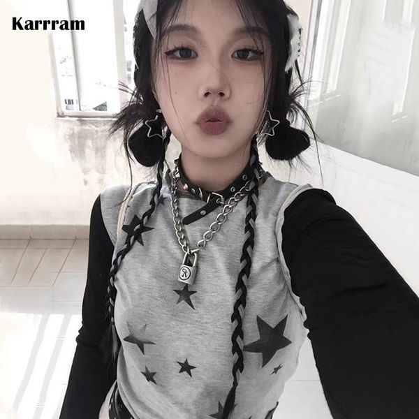 women's t-shirt karrram y2k aesthetics crop gothic patchwork t-shirt grunge star print tshirt japanese harajuku e-girl 2000s clothes 2, White
women's t-shirt karrram y2k aesthetics crop gothic patchwork t-shirt grunge star print tshirt japanese harajuku e-girl 2000s clothes 2, White
