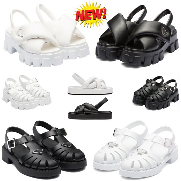 prad lady black foam rubber platform sandals beach shoes milan luxury designer comfort thick platform breathable sole casual sandale roman s