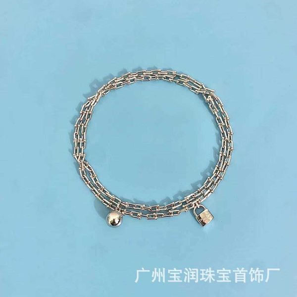 designertiffy hardwear series u-shaped horseshoe buckle necklace fashion trend s925 sterling silver, Black