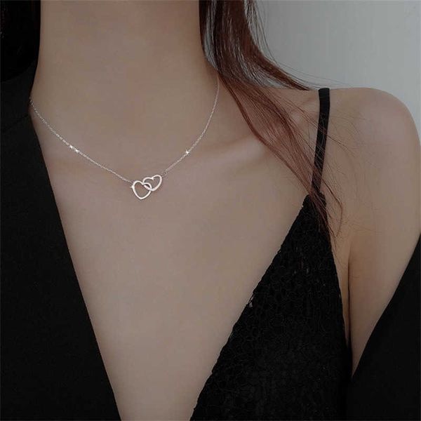 pendant necklaces korean fashion double heart interlocking clavicle chain necklace for women elegant romantic choker pendant necklaces jewel, Silver
pendant necklaces korean fashion double heart interlocking clavicle chain necklace for women elegant romantic choker pendant necklaces jewel, Silver