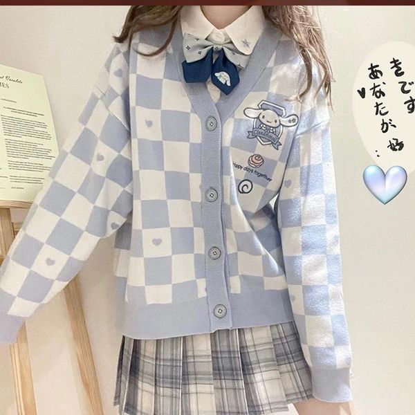 sweaters women's knitted cardigan embroidered sweater y2k cute cartoon jk uniform checkerboard sweater coat spring and autumn ins hot, White;black
sweaters women's knitted cardigan embroidered sweater y2k cute cartoon jk uniform checkerboard sweater coat spring and autumn ins hot, White;black