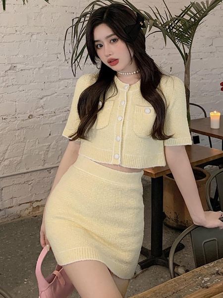 dress 2022 spring summer women's suits with skirt knitted short sleeve sweater skirt 2 piece set chic elegant fashion outfits, White
dress 2022 spring summer women's suits with skirt knitted short sleeve sweater skirt 2 piece set chic elegant fashion outfits, White