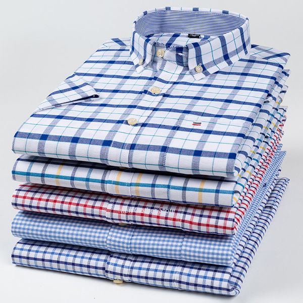 men's casual shirts 100% pure cotton oxford short sleeve square collar soild plaid striped summer single pocket shirt 230421, White;black
men's casual shirts 100% pure cotton oxford short sleeve square collar soild plaid striped summer single pocket shirt 230421, White;black