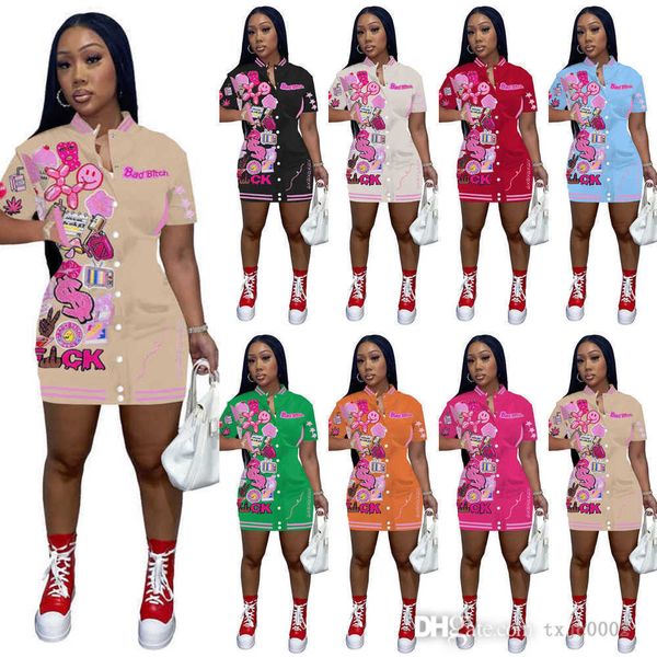 2023 designer dress womens summer clothing slim button baseball jersey dresses short sleeve fashion printed casual skirt, Black;gray
2023 designer dress womens summer clothing slim button baseball jersey dresses short sleeve fashion printed casual skirt, Black;gray