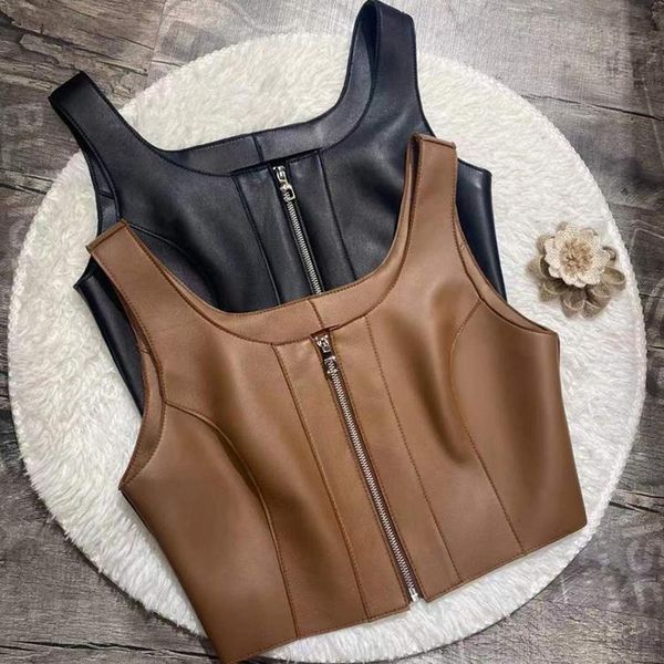 vests european stylish outwear leather women sheepskin vest zipper slim fit sling streetwear crop roupas femininas, Black;white
vests european stylish outwear leather women sheepskin vest zipper slim fit sling streetwear crop roupas femininas, Black;white