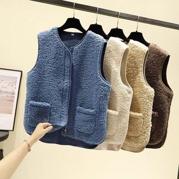vests lamb wool vest women's autumn and winter new korean version of wild wearing fake fur vest plush vest women, Black;white
vests lamb wool vest women's autumn and winter new korean version of wild wearing fake fur vest plush vest women, Black;white