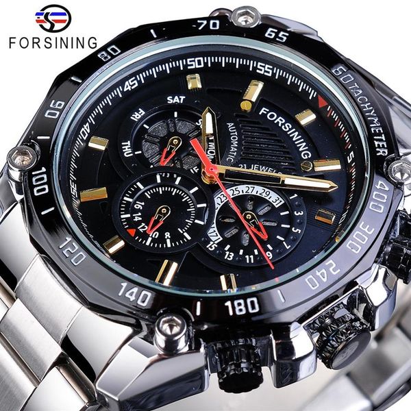 forsining sport style men's mechanical watches black automatic 3 sub dial date stainless steel belts outdoor military wristwa2400, Slivery;brown
forsining sport style men's mechanical watches black automatic 3 sub dial date stainless steel belts outdoor military wristwa2400, Slivery;brown