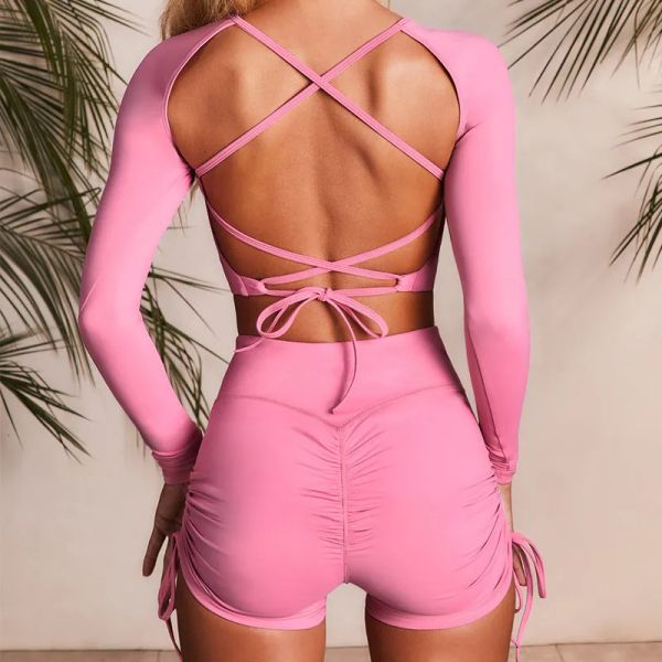 new fashion yoga outfits sport set women seamless sports bra long sleeve crop gym leggings shorts workout clothes for l230316, White;red
new fashion yoga outfits sport set women seamless sports bra long sleeve crop gym leggings shorts workout clothes for l230316, White;red
