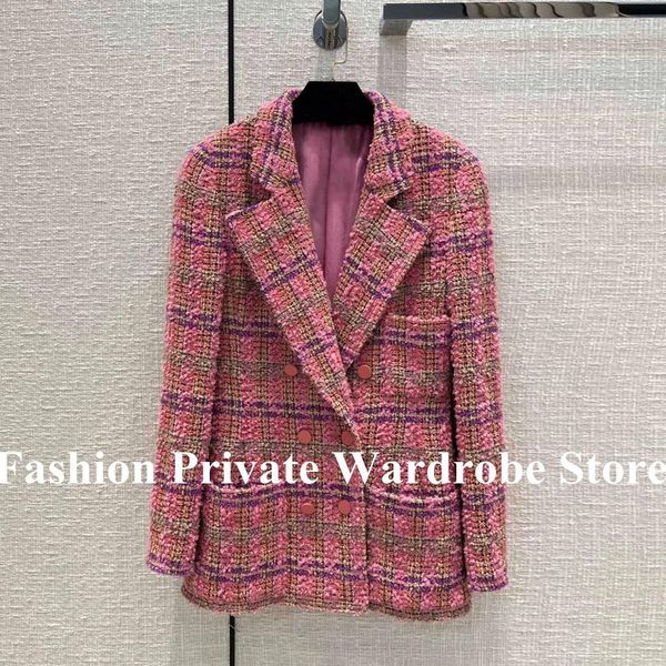 fur pink plaid woven tweed jacket women notched double breasted long sleeve wool blends silk liner autumn winter coat, Black
fur pink plaid woven tweed jacket women notched double breasted long sleeve wool blends silk liner autumn winter coat, Black