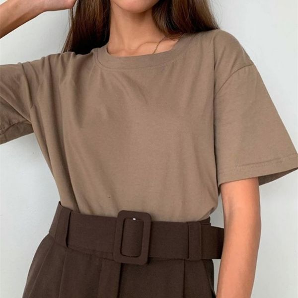 women's t-shirt wotwoy summer loose basic tee shirt women knitted cotton solid t-shirt women o-neck casual korean female harajuku 2304, White
women's t-shirt wotwoy summer loose basic tee shirt women knitted cotton solid t-shirt women o-neck casual korean female harajuku 2304, White