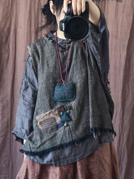 vests johnature women vintage linen vests loose autumn coats 2022 new oneck sleeveless chinese style women clothes vests coats, Black;white
vests johnature women vintage linen vests loose autumn coats 2022 new oneck sleeveless chinese style women clothes vests coats, Black;white