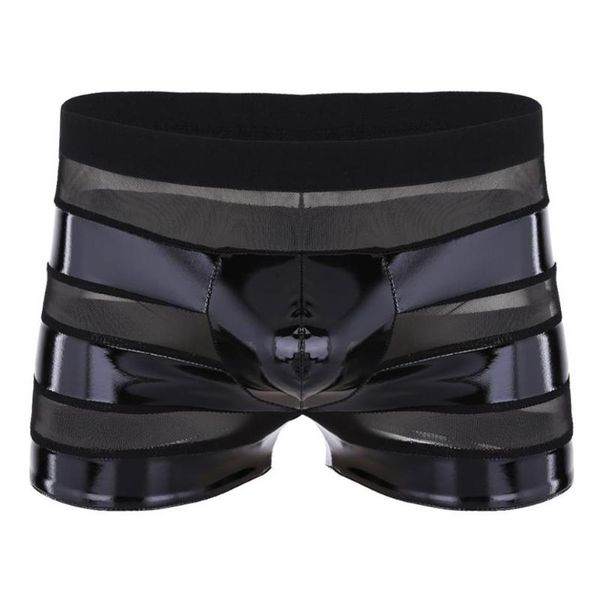 underpants iefiel male mens lingerie wetlook faux leather mesh patchwork stripe low rise boxer shorts underwear pantiesunderp253f, Black;white
underpants iefiel male mens lingerie wetlook faux leather mesh patchwork stripe low rise boxer shorts underwear pantiesunderp253f, Black;white