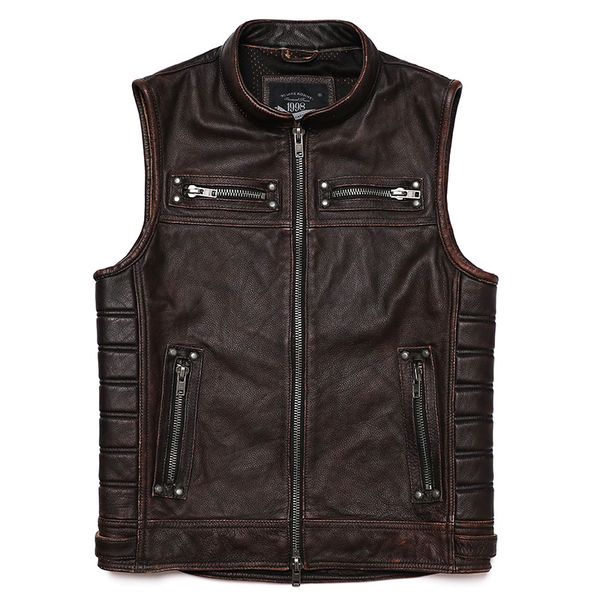 men's vests brown vintage real leather motorcycle vest men cowhide genuine biker waistcoat slim sleeveless jackets 230420, Black;white
men's vests brown vintage real leather motorcycle vest men cowhide genuine biker waistcoat slim sleeveless jackets 230420, Black;white