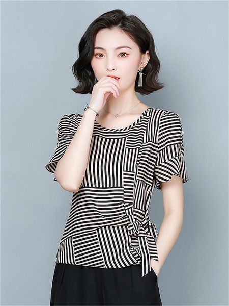 t-shirt woman summer style blouses lady casual short flare sleeve oneck striped printed blusas df4332, White
t-shirt woman summer style blouses lady casual short flare sleeve oneck striped printed blusas df4332, White