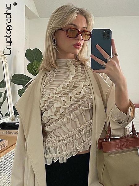women's t-shirt cryptographic fashion elegant mesh sheer folds summer chic sleeveless white crop tee y2k fairycore streetwear 230421
women's t-shirt cryptographic fashion elegant mesh sheer folds summer chic sleeveless white crop tee y2k fairycore streetwear 230421