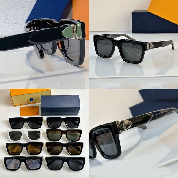 

Square acetate frame sunglasses classic and fashionable men and women mirror legs can have letters and iconic S-shaped lock hinges with printed mirror surface Z2088E