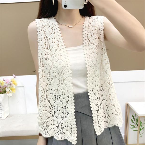 vests summer lace vest cardigan hollow out crochet women sleeveless jackets waistcoat outwear chalecos para mujer, Black;white
vests summer lace vest cardigan hollow out crochet women sleeveless jackets waistcoat outwear chalecos para mujer, Black;white